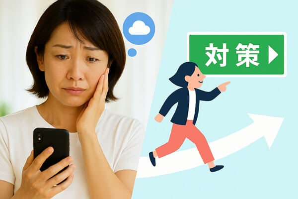 不安と対策を考える50代女性のイメージ画像